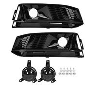 Griglia Parafango Anteriore Paraurti Anteriore, 2pz per RS4 Style Griglia Paraurti Anteriore Nera Lucido per Fendinebbia per A4 B9 S-Line 17-18