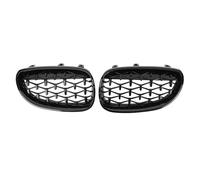 Griglia Paraurti Anteriore Auto A Diamante Per BMW E60 E61 550i 535i 2004-2009 Griglia Da Corsa A Rene Griglia Con Cornice Nera Griglie Argentate Griglia Radiatore Anteriore(Nero)