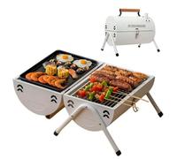 Griglia per affumicatore compatta a due lati, bianca, pieghevole, con manico resistente al calore, per campeggio, viaggi e cucina in giardino. Piccola griglia portatile per un facile utilizzo