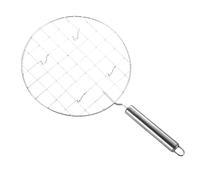 Griglia per arrostire in filo - Griglia per barbecue, rete da cucina rotonda antiscottatura in acciaio inossidabile con manico, strumento per grigliare toast al formaggio per barbecue, campeggio, picn