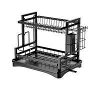 Griglia per asciugare da cucina, griglia per scolare, scolapiatti in ferro stabile con ganci - scolapiatti multifunzionale di grande capacità, stendibiancheria per stoccaggio