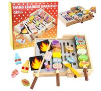 Griglia Per Bambini - Gioco di Simulazione Realistica in Legno - Cibo da Griglia Giocattolo - Per Ragazzi Ragazze Famiglia Figlio Figlia Compleanno Cucina Esterno Cortile