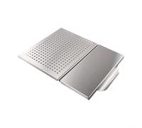 Griglia per barbecue 2 in 1 antiaderente in acciaio inox con manici, 45 x 30,7 cm, cestello e griglia di raffreddamento per barbecue all'aperto, compatibile