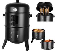 Griglia per barbecue a carbone 3in1 Barile per affumicatore per barbecue Griglia per affumicatore con termometro - Barile per affumicatore 3 in 1 per feste di cucina all'aperto