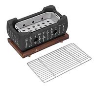 Griglia per Barbecue Giapponese Leggera Realizzata in Lega di Alluminio con Spaziatura Trasparente e Isolamento Termico, Base in Legno per la Casa All'aperto con Forno e Griglia