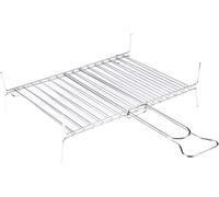 Griglia per Barbecue, Graticola in Acciaio cromato con Manico, Barre Verticali Lisce, Apribile e richiudibile (40x30 cm)