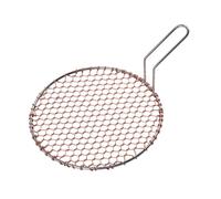 Griglia per barbecue in rame, strumento per grigliare la griglia coreana in rete metallica con manico per feste e riunioni di cucina domestica, oro, 29,5 cm