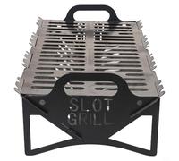 Griglia per barbecue pieghevole con design compatto e pieghevole, struttura in acciaio, montaggio rapido degli utensili, compatibile con carbone e combustibili in legno per cucinare all'aperto