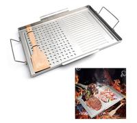 Griglia per barbecue resistente al calore, versatile, grande, antiaderente, con spazzola e manico, accessori da cucina da campeggio per pesce, carne, verdure
