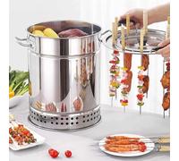 Griglia per barbecue verticale in acciaio inox con doppio strato e cestello per cucinare all'aperto
