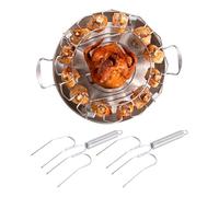 Griglia per cosce di pollo, griglia per cosce di pollo, griglia rotonda per griglia di pollo, 12 slot per bacchette antiaderente, accessorio per barbecue con vaschetta di raccolta per picnic
