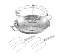 Griglia per cosce di pollo, in acciaio inox, accessori per barbecue con vaschetta antigoccia, 12 scomparti, supporto per bacchette per picnic e barbecue