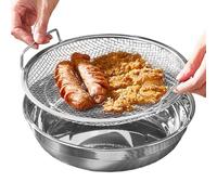 Griglia per drenare l'olio in eccesso, cestello -grasso, con manico resistente al calore, vassoio per filtro 'olio in acciaio, per cucina, fritti, verdure, dessert