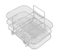 Griglia per friggitrice a 3 livelli, griglia multi-livello in acciaio inox per friggitrice ad aria e forno, accessori per essiccatore a riscaldamento uniforme con design
