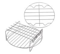 Griglia per friggitrice ad aria, 19,8 centimetri Supporto per padella rotondo impilabile - Piastra in acciaio inossidabile con spiedini - Per Cottura di Verdure Carne a Vapore Grigliatura