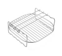 Griglia per friggitrice ad aria a doppio strato - Supporto multiuso, griglia in acciaio inossidabile, set di spiedini, supporto da cucina | Accessorio versatile per Airfryer che massimizza lo spazio A