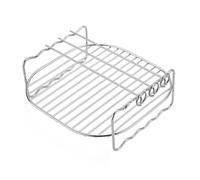 Griglia per friggitrice ad aria calda, griglia in acciaio inox a doppio strato, supporto multiuso con lati per friggitrice elettrica, accessori per arrostire, cuocere, grigliare