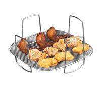 Griglia per friggitrice ad aria calda, griglia per friggitrici ad aria calda, cestino in acciaio, vassoio superiore resistente al calore, scaffali riutilizzabili di qualità alimentare per