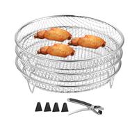Griglia Per Friggitrice Ad Aria - Cestello Per Griglia In Acciaio Inossidabile Impilabile 3X, Supporto Da Cucina Per Cottura A Vapore Del Forno, Grigla Di Cottura Multi-livello Con Clip Di Presa,