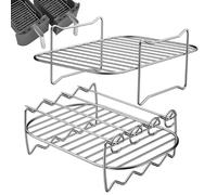 Griglia per friggitrice ad aria in acciaio inossidabile,Griglia per barbecue antiaderente in acciaio inossidabile scavata - Padella universale per cucina, ristorante, griglia per barbecue riutilizzabi