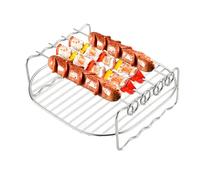 Griglia per friggitrice ad aria in acciaio inox, a doppio strato, spiedini multiuso, supporto per cottura al forno, accessorio affidabile ideale per friggitrice ad aria larga sei sette e otto pollici