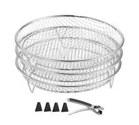 Griglia Per Friggitrice Ad Aria - Set Di Cestelli Per Griglia In Acciaio Da 3 Pezzi, Vassoio A Rete Rettangolare Quadrato Rotondo, Supporto Da Cucina Multiuso Con Resistenza Alle Alte Temperature | Co