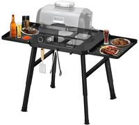 Griglia per Ninja Woodfire Serie Esterna e Griglia, Supporto Mobile per Ninja Woodfire con Tavolo Laterale, Supporto per Forno a Pizza Accessorio per Barbecue