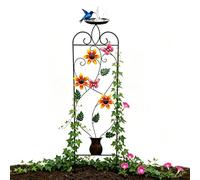 Griglia per piante da giardino, con e abbeveratoio per uccelli, traliccio alto con per abbeveratoio per uccelli, per fiori, rose, verdure, piante rampicanti, aiuola rialzata, cortile
