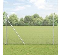 Griglia per prato a doppia asta,recinzione con palo argento 1,5 x 25 m acciaio