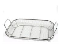 Griglia per verdure, 38 x 28 cm, resistente, in acciaio inox, per grigliare carne e verdure, con design spazioso e manici per un facile controllo