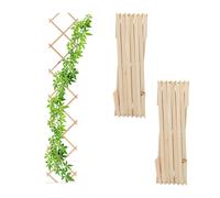 Relaxdays Grigliato in Legno per Rampicanti, 180x30 cm, Set 3 Tralicci Allungabili Piante da Giardino, Balcone, Naturale