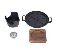 Griglia portatile da tavolo, piccolo barbecue per 1-2 persone, griglia da esterno in alluminio pressofuso con piastra antiaderente rimovibile e tappetino termico in legno, ideale