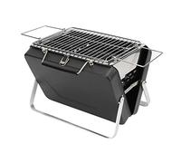 Griglia portatile per barbecue a carbone, design pieghevole a quaderno per il campeggio e la cucina all’aperto, griglia in acciaio inossidabile resistente alle alte temperature con (Nera)