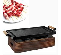 Griglia portatile per barbecue, stufa ad alcol, griglia a carbone in stile giapponese, hibachi con base in legno per cucinare e incontri all'aperto, dimensioni: 32 x 18 x 16 cm