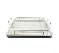 Griglia quadrata in acciaio inox con vassoio antigoccia, placcato rame e blu, 30 x 22 x 5,5 cm, per barbecue (D)