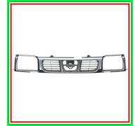 Griglia Radiatore Cromata Grigio/argento Per Nissan Navara - King Cab 1997-2001