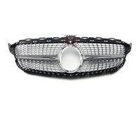 Griglia Radiatore Griglia Paraurti Anteriore Diamond Style Per Mercedes W205 Per Benz C S205 C205 2014-2021 C180 C300 C250 C200 C260 Griglia A Doppia Barra(19-21SilverWith Cam)