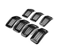 Griglia Radiatore Griglie Anteriori Cromate/lucide In ABS Per Jeep Per Cherokee 2014, 2015, 2016, 2017 E 2018. Griglia Esterna A Nido D'ape Griglia Anteriore Ricambio(Glossy Black)