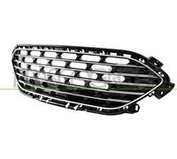 GRIGLIA RADIATORE NERA LUCIDA CON MODANATURE CROMATE-CON CORNICE CROMATA KUGA -