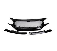 Griglia Radiatore Per Civic 10th FK7 FK8 TYPE-R Racing FC JS N1 Style Griglia In Carbonio Lampada Sopracciglio Presa D'aria Paraurti Anteriore Griglia A Doppia Barra(Bright Black)