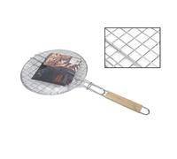GRIGLIA ROTONDA BARBECUE DOPPIA GRILL MANICO LEGNO GRIGLIATA ARROSTO PESCE 31,5C