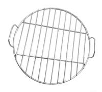 Griglia rotonda in acciaio inox con manico per uso esterno, con saldature resistenti e finitura lucida a specchio per una facile pulizia e sicurezza alimentare (40 cm)