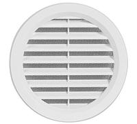 Griglia rotonda per ventilazione, in plastica, con flangia, bocchettone e protezione dagli insetti, dimensione coperchio: 130 mm (VM110)