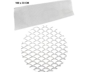 Griglia sportiva tuning alluminio 100 x 33 auto moto calandra colore argento