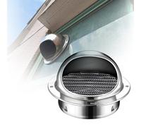 Griglia Ventilazione Rotonda, Griglia Aerazione Acciaio Inox 304 Addensata, Bocchetta di Aerazione Parete Esterna, con Rete Anti Insetti, Per Tubo Cappa Ø50/100/110/120/160mm(90mm/3.5in)