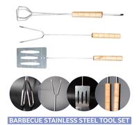 Grigliata Set Attrezzi Acciaio Inox 3PC Premium Barbecue Utensili Cibo Gira Tong