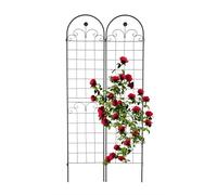 Grigliati per rampicanti in metallo Tralicci da giardino 220 cm Nero 2 pz.
