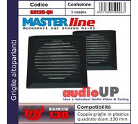 Coppia griglie quadrate colore NERO per altoparlanti di diametro 130 mm. Disponibili anche di colore GRIGIO.