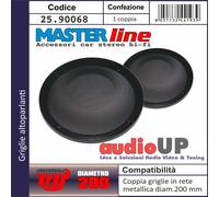 GRIGLIE ALTOPARLANTI RETE METALLICA TONDE DIAMETRO 200 mm. COPPIA GRIGLIE CASSE