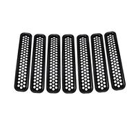 Griglie Anteriori 2/7/9pcs ABS Nero Auto Anteriore Centrale Netto Griglia Trim Anello Proecter Telaio Per Jeep Per Wrangler Per TJ 1997-2006(7pcs)